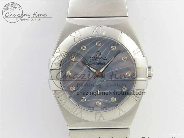 0402 Constellation Ladies 27mm ZF 1:1 Best Edition SS Blue MOP Dial on SS Bracelet ETA Quartz Youthful 7942